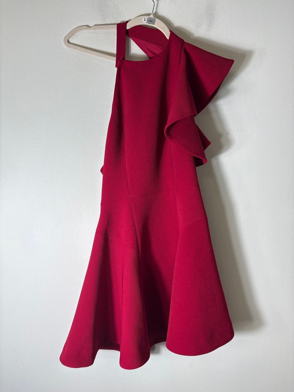 C/MEO Collective Red Halter One Shoulder Cocktail Dress Sz S